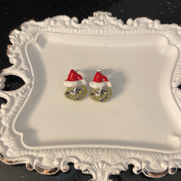 Grinch Santa with Red Hat Post Stud Earrings Christmas Holiday Festive - Picture 2 of 6
